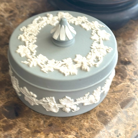 Wedgwood Other - Westwood grey and white round box lovely top grapes and leaves trimming raised